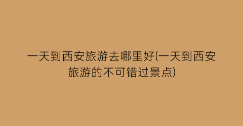 一天到西安旅游去哪里好(一天到西安旅游的不可错过景点)