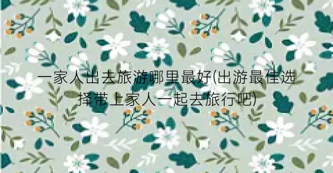 一家人出去旅游哪里最好(出游最佳选择带上家人一起去旅行吧)