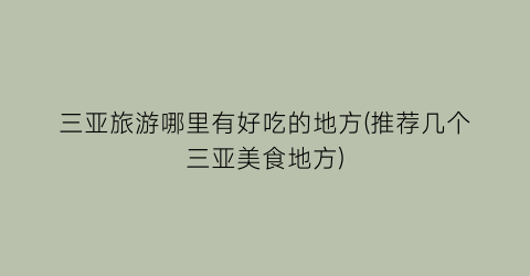 三亚旅游哪里有好吃的地方(推荐几个三亚美食地方)
