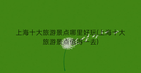 上海十大旅游景点哪里好玩(上海十大旅游景点值得一去)