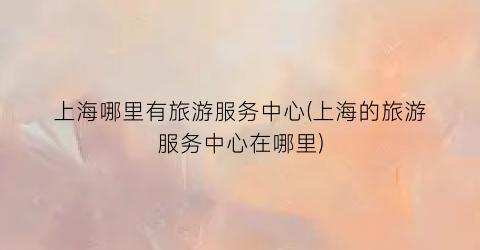 上海哪里有旅游服务中心(上海的旅游服务中心在哪里)