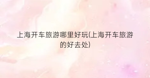 上海开车旅游哪里好玩(上海开车旅游的好去处)