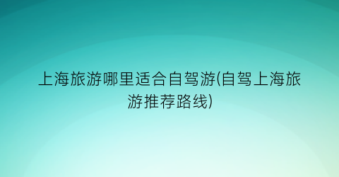 上海旅游哪里适合自驾游(自驾上海旅游推荐路线)