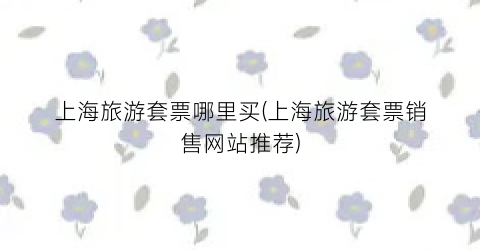 上海旅游套票哪里买(上海旅游套票销售网站推荐)