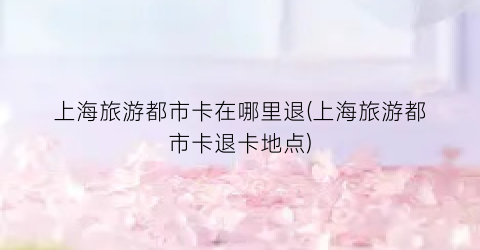 上海旅游都市卡在哪里退(上海旅游都市卡退卡地点)