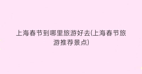 上海春节到哪里旅游好去(上海春节旅游推荐景点)