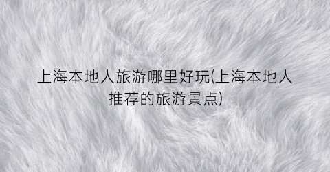 上海本地人旅游哪里好玩(上海本地人推荐的旅游景点)