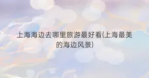 上海海边去哪里旅游最好看(上海最美的海边风景)