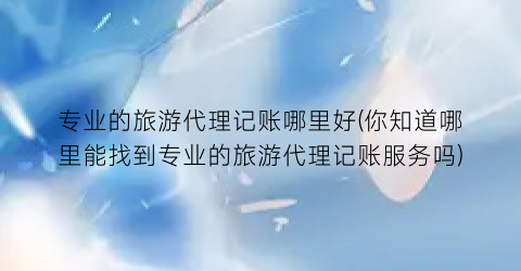 专业的旅游代理记账哪里好(你知道哪里能找到专业的旅游代理记账服务吗)