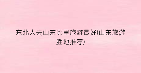 东北人去山东哪里旅游最好(山东旅游胜地推荐)