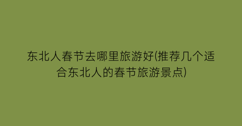 东北人春节去哪里旅游好(推荐几个适合东北人的春节旅游景点)
