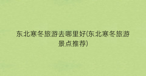 东北寒冬旅游去哪里好(东北寒冬旅游景点推荐)
