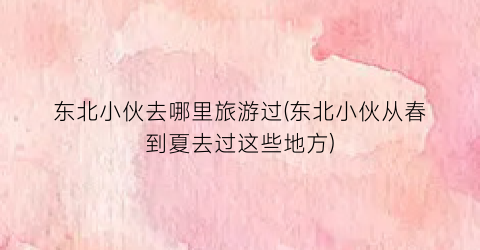 东北小伙去哪里旅游过(东北小伙从春到夏去过这些地方)