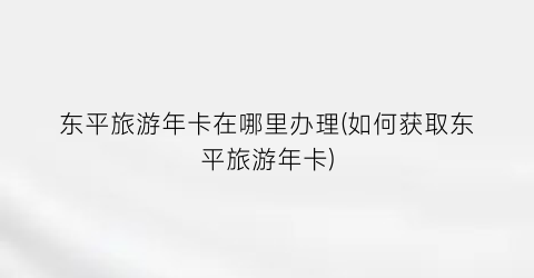 东平旅游年卡在哪里办理(如何获取东平旅游年卡)