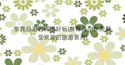 东莞旅游去哪里好玩(推荐几个东莞最受欢迎的旅游景点)