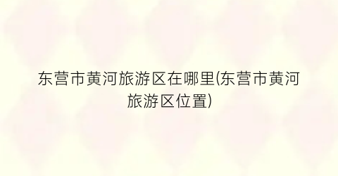 东营市黄河旅游区在哪里(东营市黄河旅游区位置)