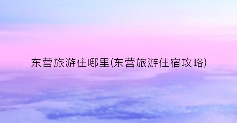 东营旅游住哪里(东营旅游住宿攻略)