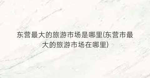 东营最大的旅游市场是哪里(东营市最大的旅游市场在哪里)