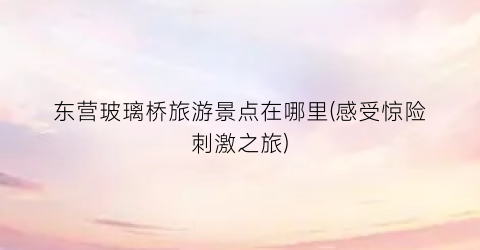 东营玻璃桥旅游景点在哪里(感受惊险刺激之旅)