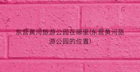 东营黄河旅游公园在哪里(东营黄河旅游公园的位置)