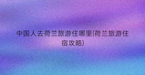 中国人去荷兰旅游住哪里(荷兰旅游住宿攻略)