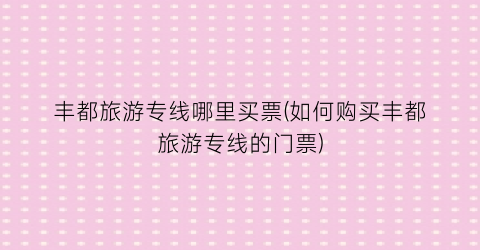 丰都旅游专线哪里买票(如何购买丰都旅游专线的门票)