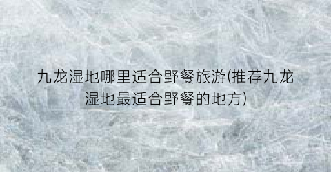 九龙湿地哪里适合野餐旅游(推荐九龙湿地最适合野餐的地方)