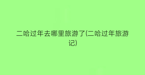 二哈过年去哪里旅游了(二哈过年旅游记)