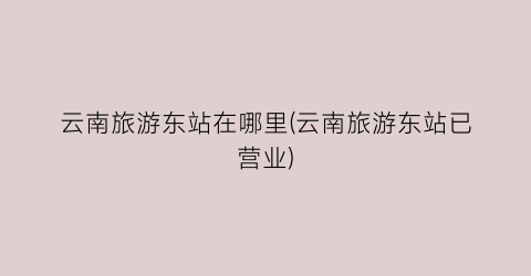 云南旅游东站在哪里(云南旅游东站已营业)