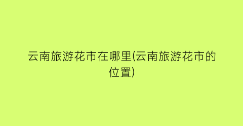 云南旅游花市在哪里(云南旅游花市的位置)