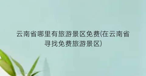云南省哪里有旅游景区免费(在云南省寻找免费旅游景区)