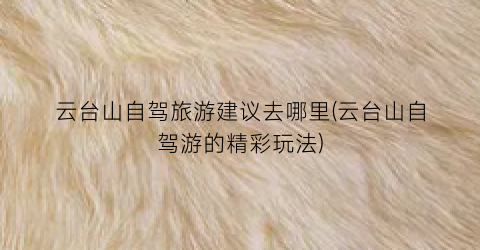 云台山自驾旅游建议去哪里(云台山自驾游的精彩玩法)