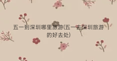 五一到深圳哪里旅游(五一去深圳旅游的好去处)