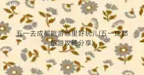五一去成都旅游哪里好玩儿(五一成都旅游攻略分享)