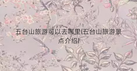 五台山旅游可以去哪里(五台山旅游景点介绍)