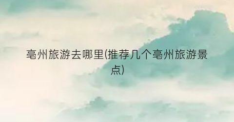亳州旅游去哪里(推荐几个亳州旅游景点)