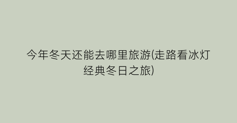 今年冬天还能去哪里旅游(走路看冰灯经典冬日之旅)