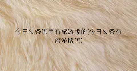 今日头条哪里有旅游版的(今日头条有旅游版吗)