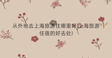 从外地去上海旅游住哪里好(上海旅游住宿的好去处)