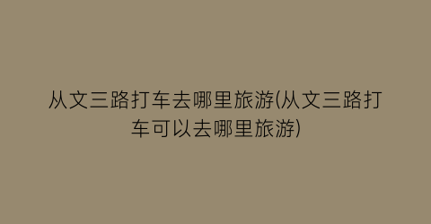 从文三路打车去哪里旅游(从文三路打车可以去哪里旅游)