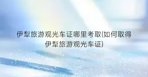 伊犁旅游观光车证哪里考取(如何取得伊犁旅游观光车证)