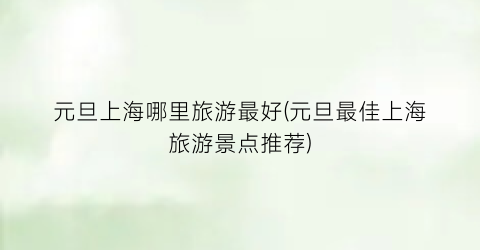 元旦上海哪里旅游最好(元旦最佳上海旅游景点推荐)