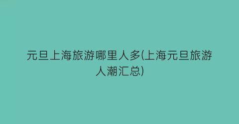 元旦上海旅游哪里人多(上海元旦旅游人潮汇总)