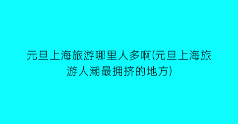 元旦上海旅游哪里人多啊(元旦上海旅游人潮最拥挤的地方)