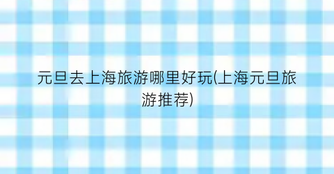 元旦去上海旅游哪里好玩(上海元旦旅游推荐)