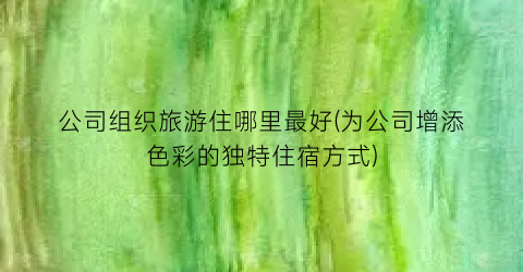 公司组织旅游住哪里最好(为公司增添色彩的独特住宿方式)