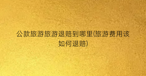 公款旅游旅游退赔到哪里(旅游费用该如何退赔)