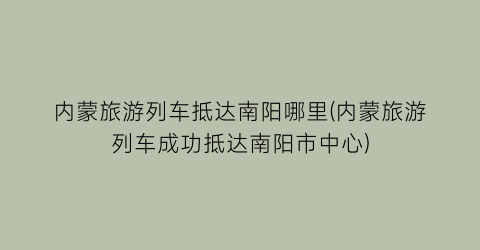 内蒙旅游列车抵达南阳哪里(内蒙旅游列车成功抵达南阳市中心)