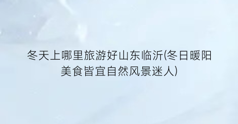 冬天上哪里旅游好山东临沂(冬日暖阳美食皆宜自然风景迷人)
