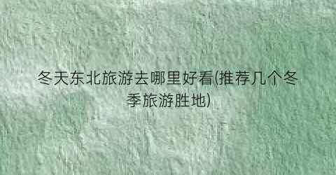 冬天东北旅游去哪里好看(推荐几个冬季旅游胜地)